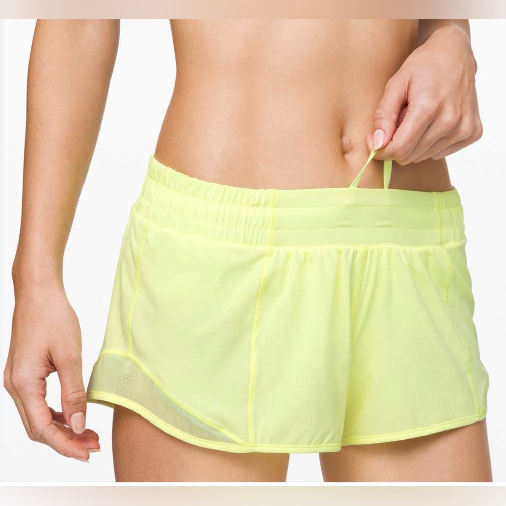 Lululemon hotty hot Low Rise Electric Lemon Athletic Shorts size 10 EUC